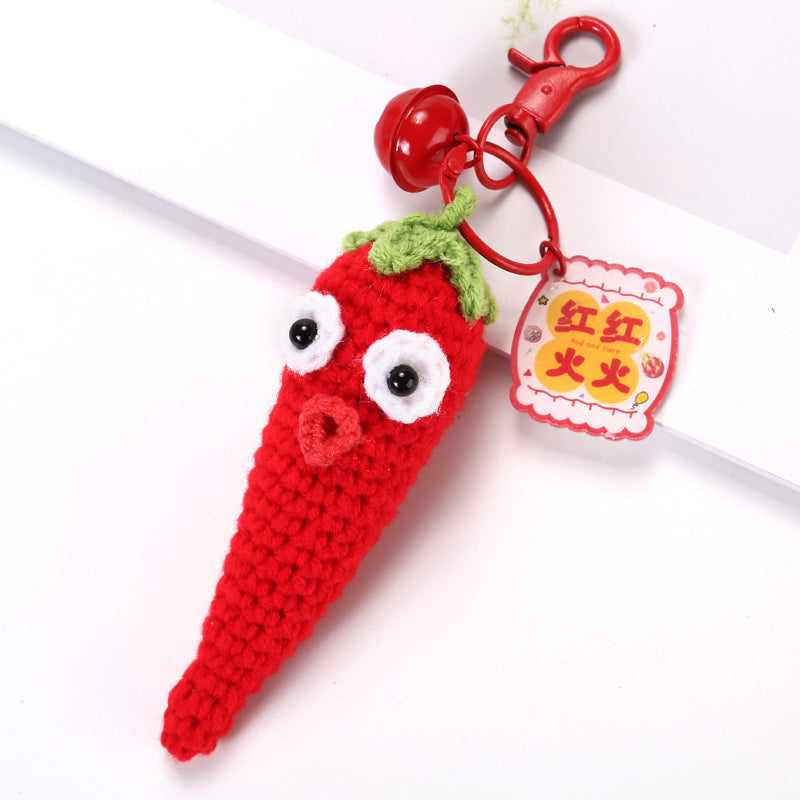 [Blind Box] 3 Crochet Accessories + 2 DIY Plush Pet, Knitted finished product garlic, green onion, Chinese cabbage pendant creative keychain bag accessory exquisite gift