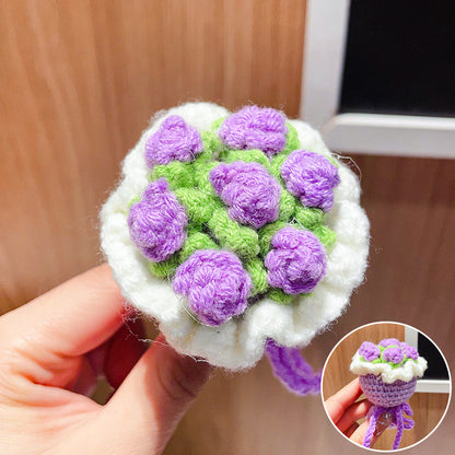 [Blind Box] 3 Crochet Accessories + 2 DIY Plush Pet, Cute fruit crochet persimmon strawberry keychain car bag hanging accessory good things happen wool pendant