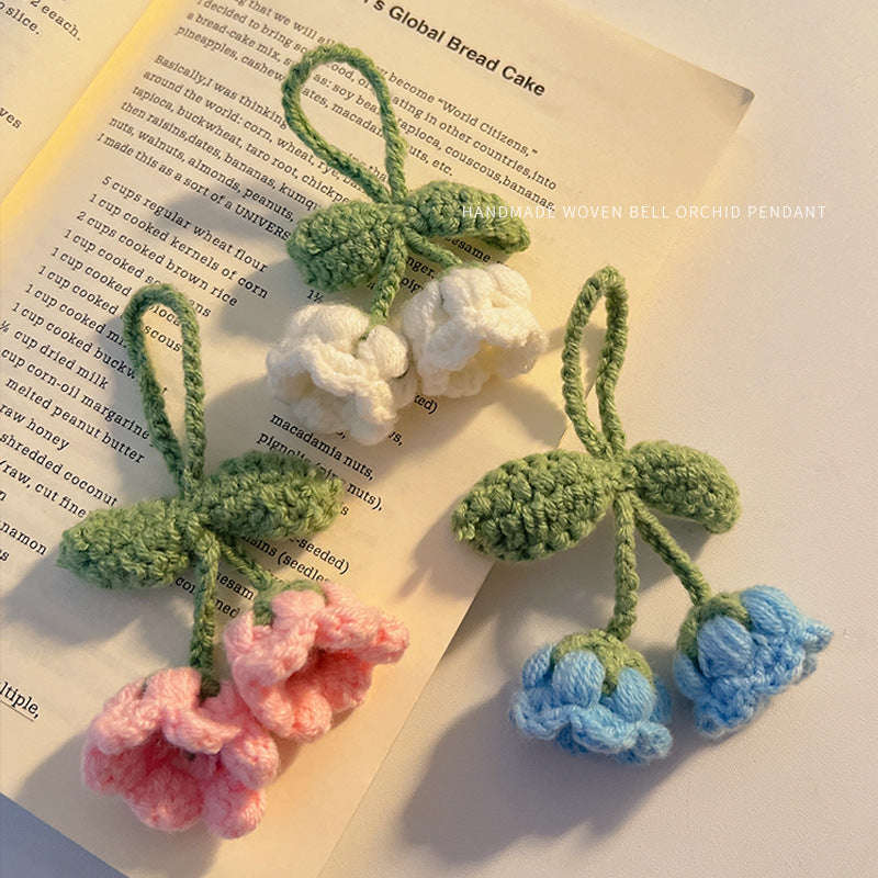 [Blind Box] 3 Crochet Accessories + 2 DIY Plush Pet, Schoolbag pendant hand-woven knitted lily of the valley girls' backpack small pendant