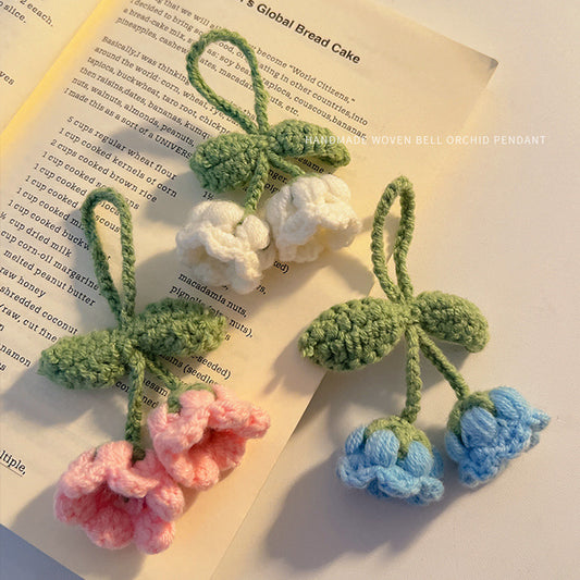 [Blind Box] 3 Crochet Accessories + 2 DIY Plush Pet, Schoolbag pendant hand-woven knitted lily of the valley girls' backpack small pendant