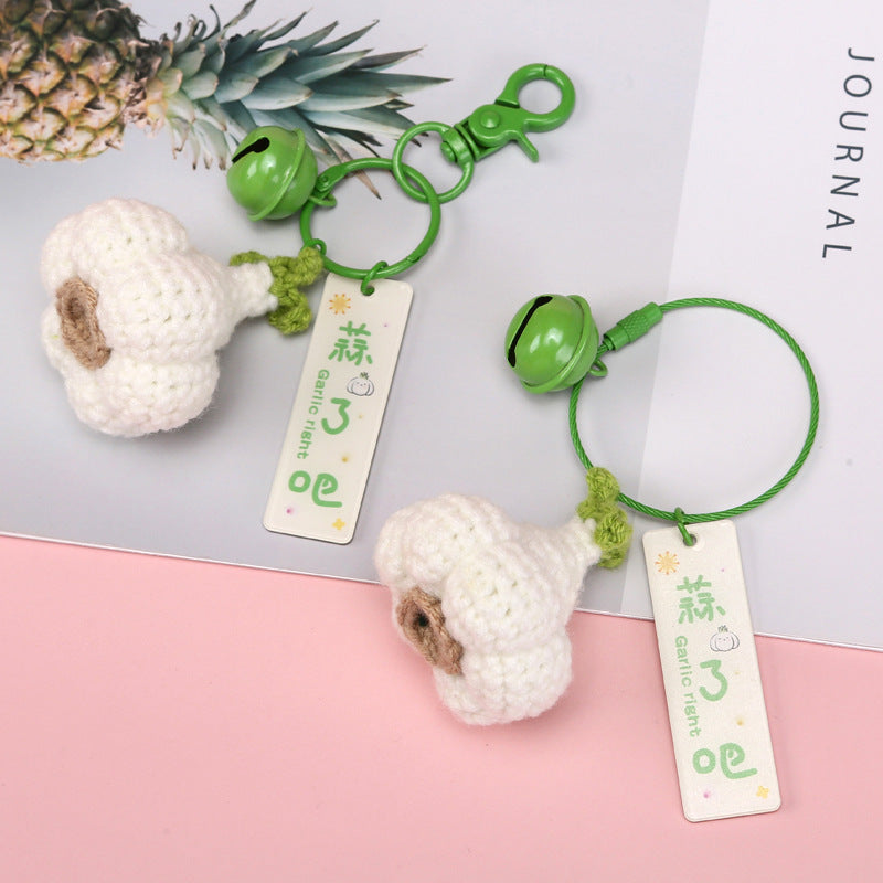 [Blind Box] 3 Crochet Accessories + 2 DIY Plush Pet, Knitted finished product garlic, green onion, Chinese cabbage pendant creative keychain bag accessory exquisite gift