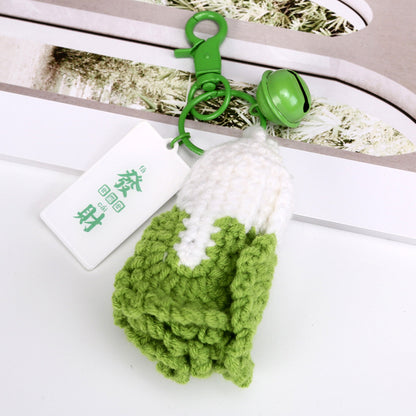 [Blind Box] 3 Crochet Accessories + 2 DIY Plush Pet, Knitted finished product garlic, green onion, Chinese cabbage pendant creative keychain bag accessory exquisite gift