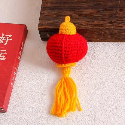 [Blind Box] 3 Crochet Accessories + 2 DIY Plush Pet, Cute fruit crochet persimmon strawberry keychain car bag hanging accessory good things happen wool pendant