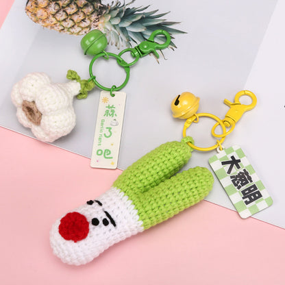 [Blind Box] 3 Crochet Accessories + 2 DIY Plush Pet, Knitted finished product garlic, green onion, Chinese cabbage pendant creative keychain bag accessory exquisite gift