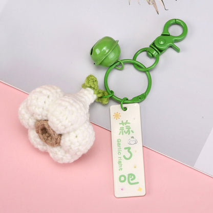 [Blind Box] 3 Crochet Accessories + 2 DIY Plush Pet, Knitted finished product garlic, green onion, Chinese cabbage pendant creative keychain bag accessory exquisite gift