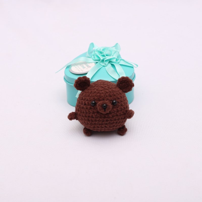 [Blind Box] 3 Crochet Accessories + 2 DIY Plush Pet, Hand crochet wool doll crochet chubby pendant cross-border hand crochet cartoon doll finished product