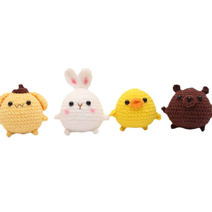 [Blind Box] 3 Crochet Accessories + 2 DIY Plush Pet, Hand crochet wool doll crochet chubby pendant cross-border hand crochet cartoon doll finished product