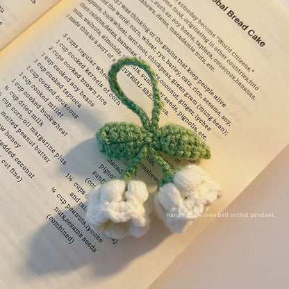 [Blind Box] 3 Crochet Accessories + 2 DIY Plush Pet, Schoolbag pendant hand-woven knitted lily of the valley girls' backpack small pendant