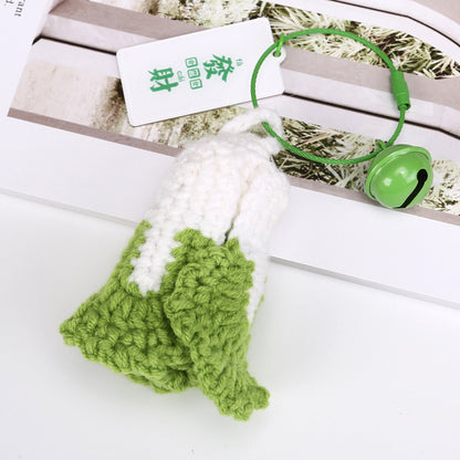 [Blind Box] 3 Crochet Accessories + 2 DIY Plush Pet, Knitted finished product garlic, green onion, Chinese cabbage pendant creative keychain bag accessory exquisite gift