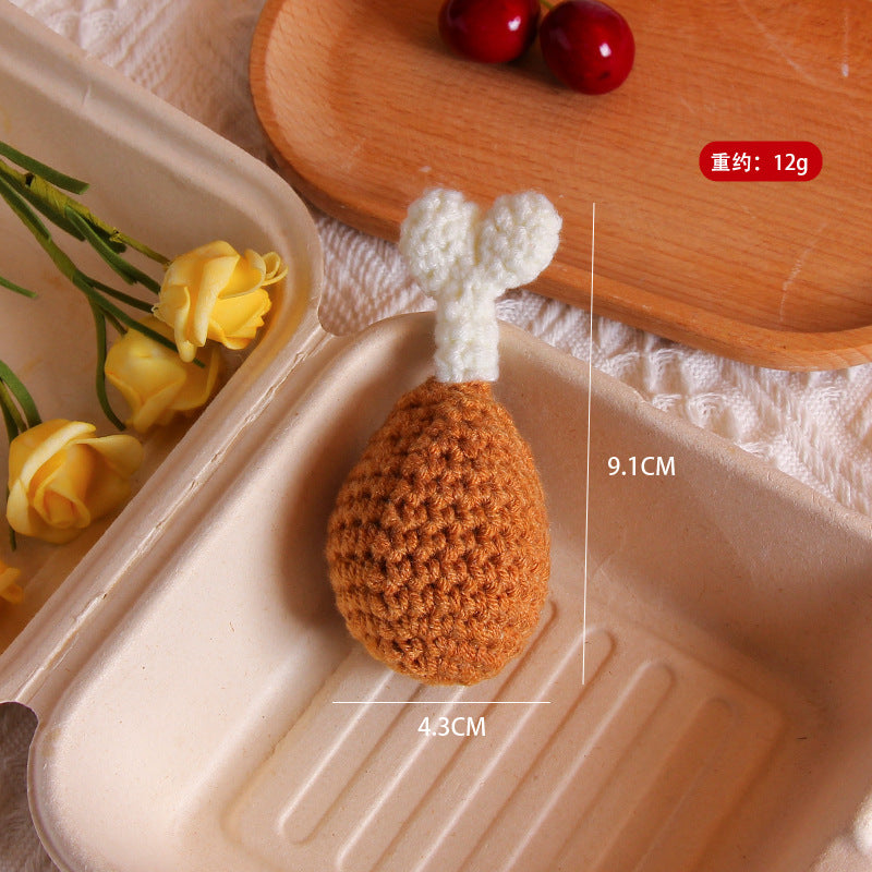 [Blind Box] 3 Crochet Accessories + 2 DIY Plush Pet, Cute fruit crochet persimmon strawberry keychain car bag hanging accessory good things happen wool pendant