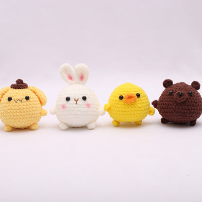 [Blind Box] 3 Crochet Accessories + 2 DIY Plush Pet, Hand crochet wool doll crochet chubby pendant cross-border hand crochet cartoon doll finished product