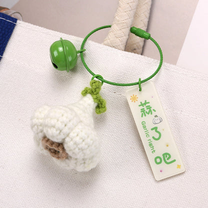 [Blind Box] 3 Crochet Accessories + 2 DIY Plush Pet, Knitted finished product garlic, green onion, Chinese cabbage pendant creative keychain bag accessory exquisite gift