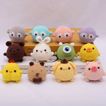 [Blind Box] 3 Crochet Accessories + 2 DIY Plush Pet, Hand crochet wool doll crochet chubby pendant cross-border hand crochet cartoon doll finished product