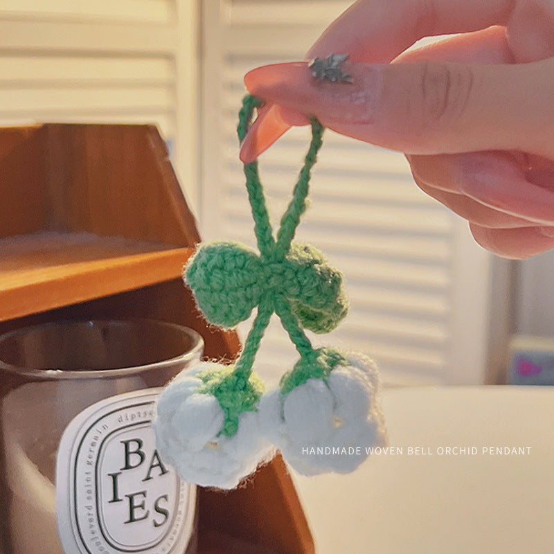 [Blind Box] 3 Crochet Accessories + 2 DIY Plush Pet, Schoolbag pendant hand-woven knitted lily of the valley girls' backpack small pendant