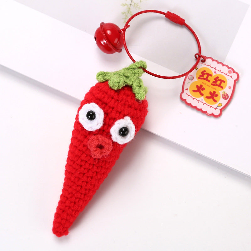 [Blind Box] 3 Crochet Accessories + 2 DIY Plush Pet, Knitted finished product garlic, green onion, Chinese cabbage pendant creative keychain bag accessory exquisite gift